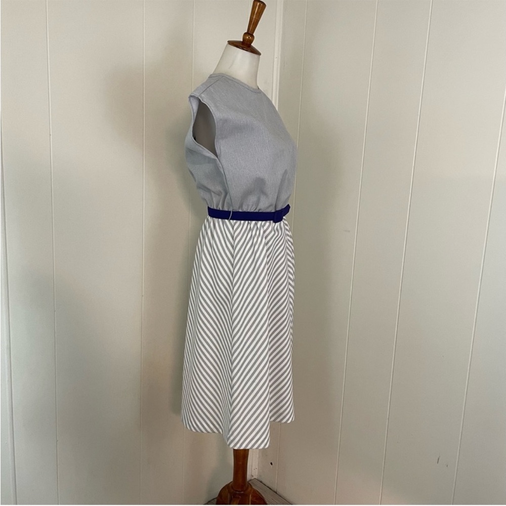 Vintage 70s Dress Women’s M Stripe Cap Dolman Sleeve A-Lime Blouson‎ Midi - Picture 8 of 10